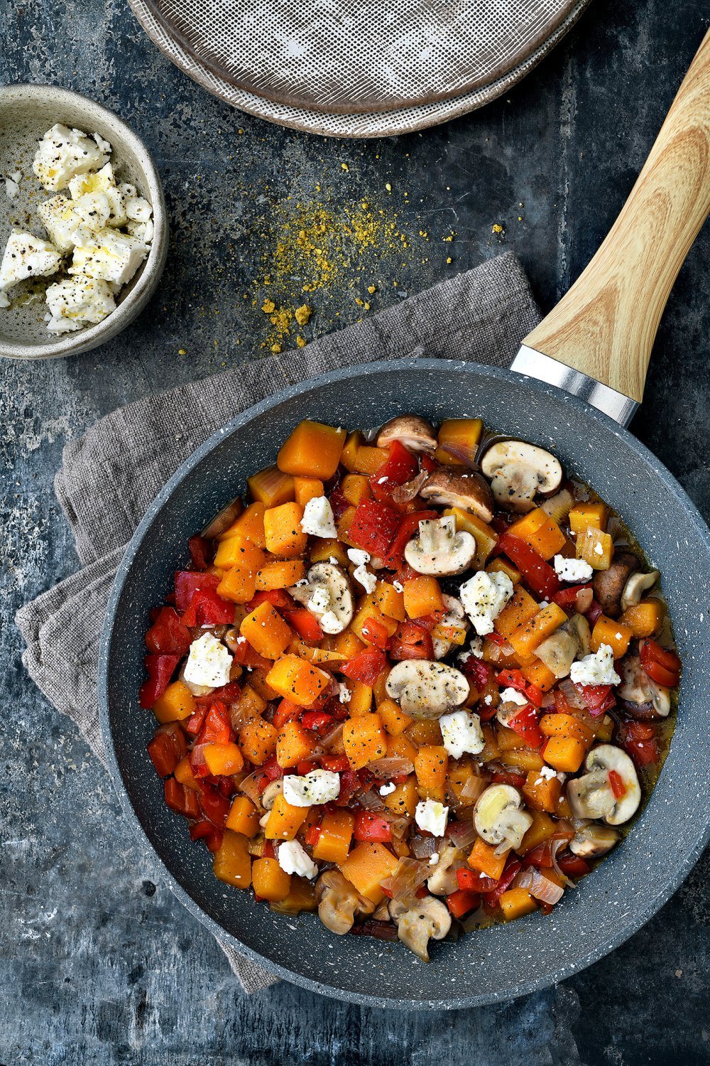 Ratatouille van butternut, boschampingons en paprika