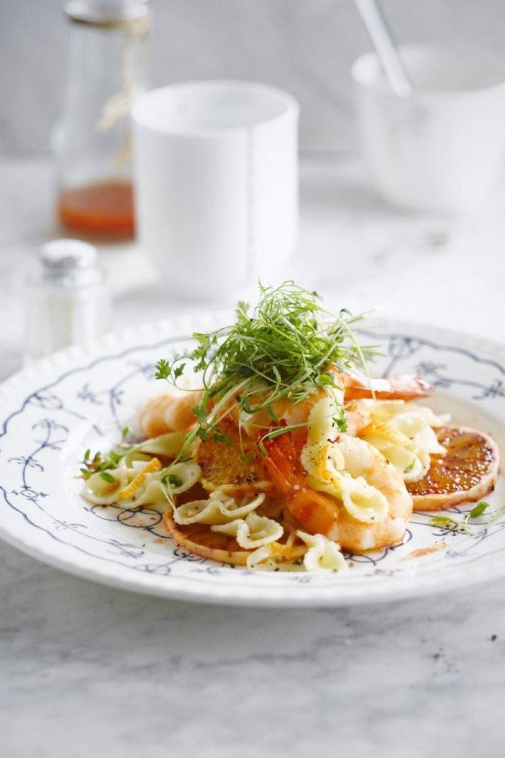 Zeevruchtenpasta met appelsien & tuinkruiden