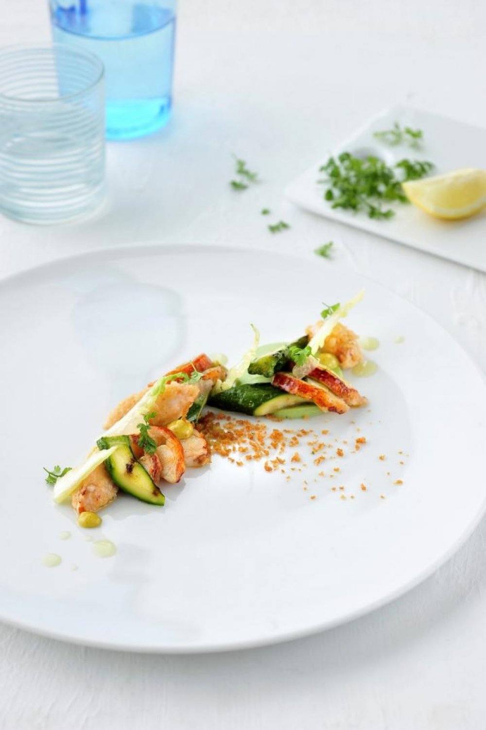 Oosterscheldekreeft met courgette