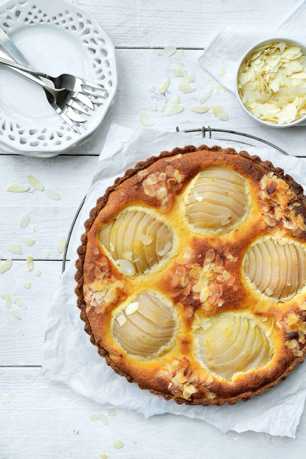 Suikervrije frangipane-perentaart