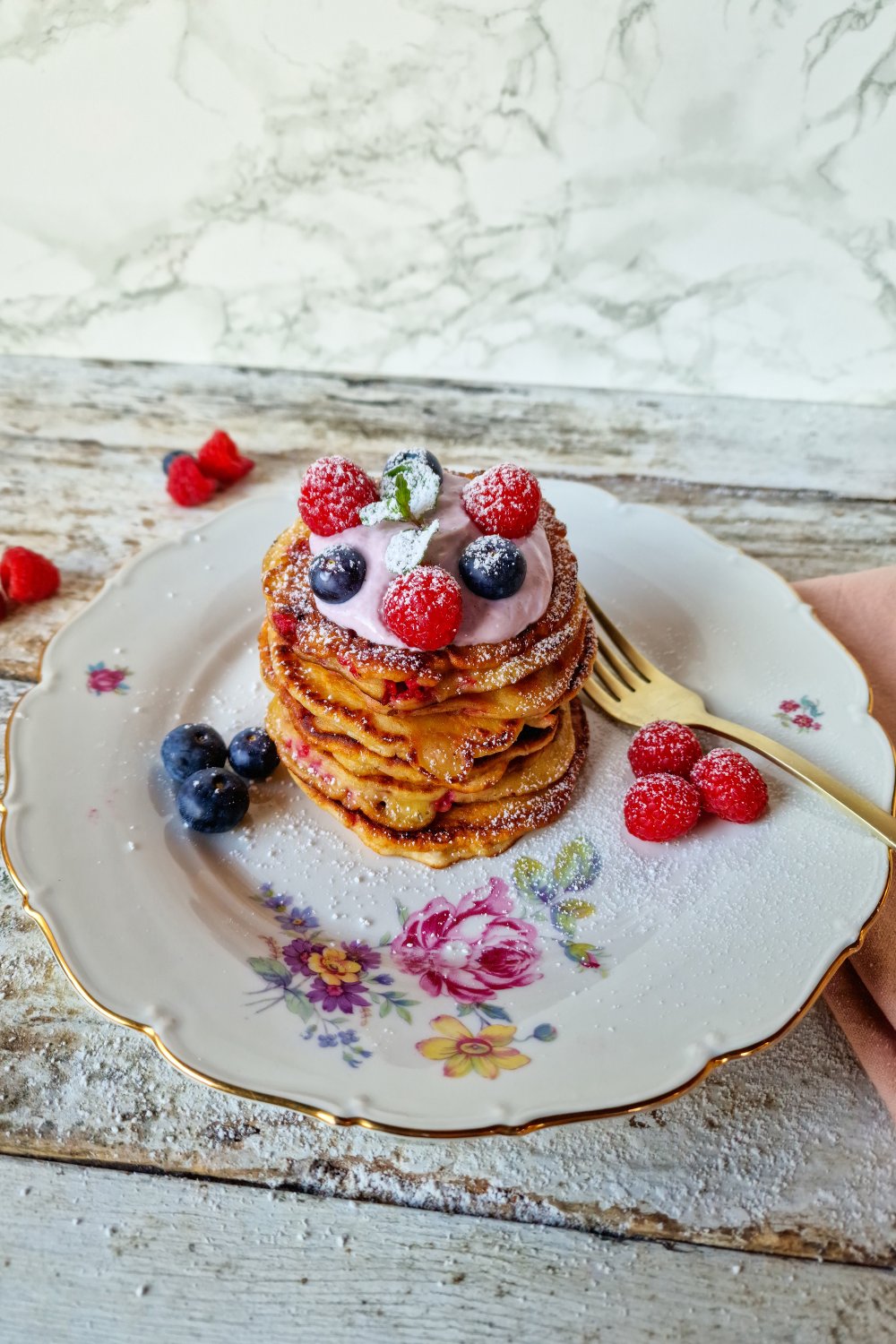 Frambozenpannenkoekjes met verse kaas