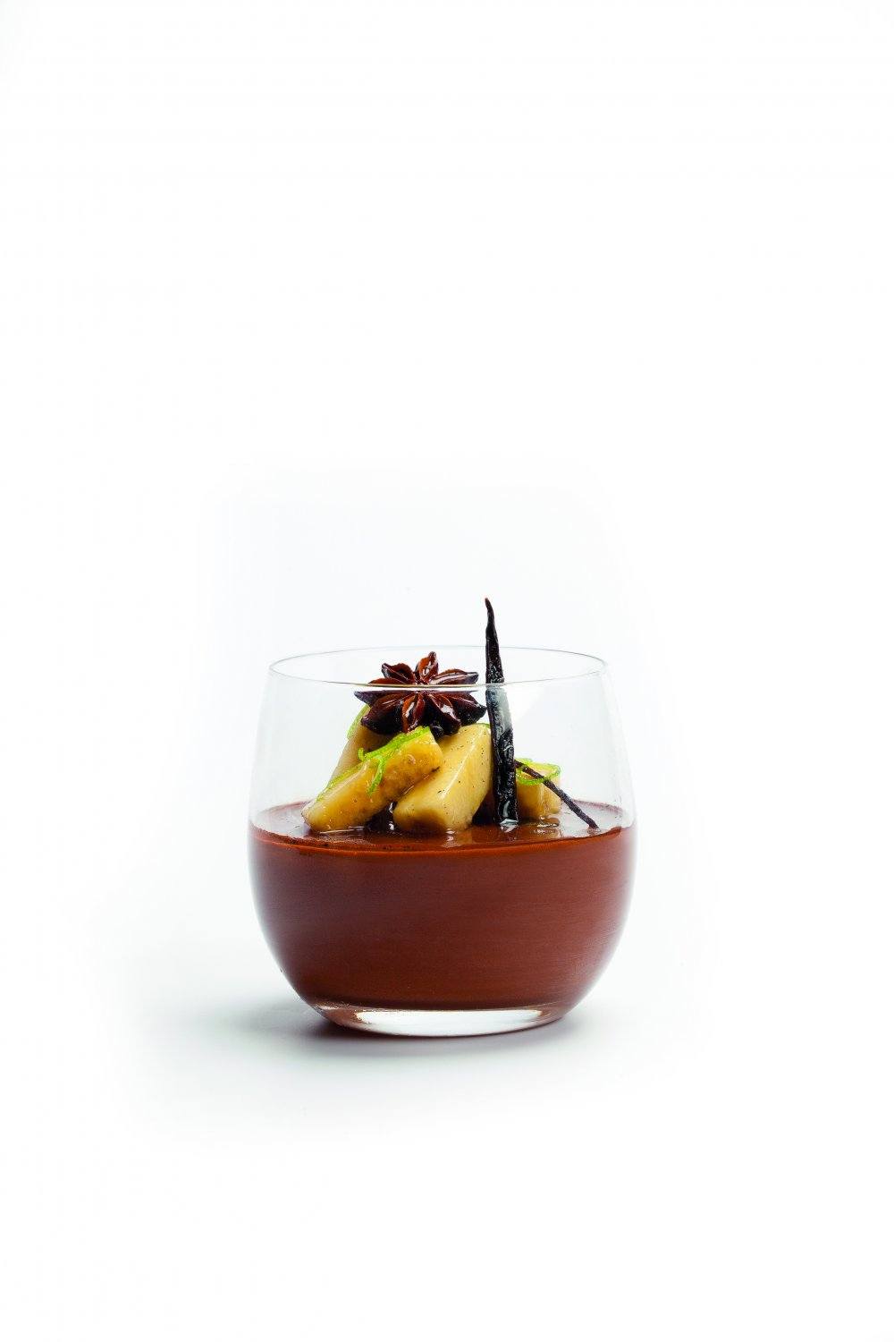 Chocolademousse met gemarineerde bananen