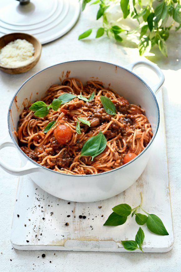 One pot spaghetti met linzenbolognese