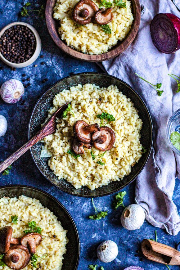 Vegan risotto met shiitake en tijm