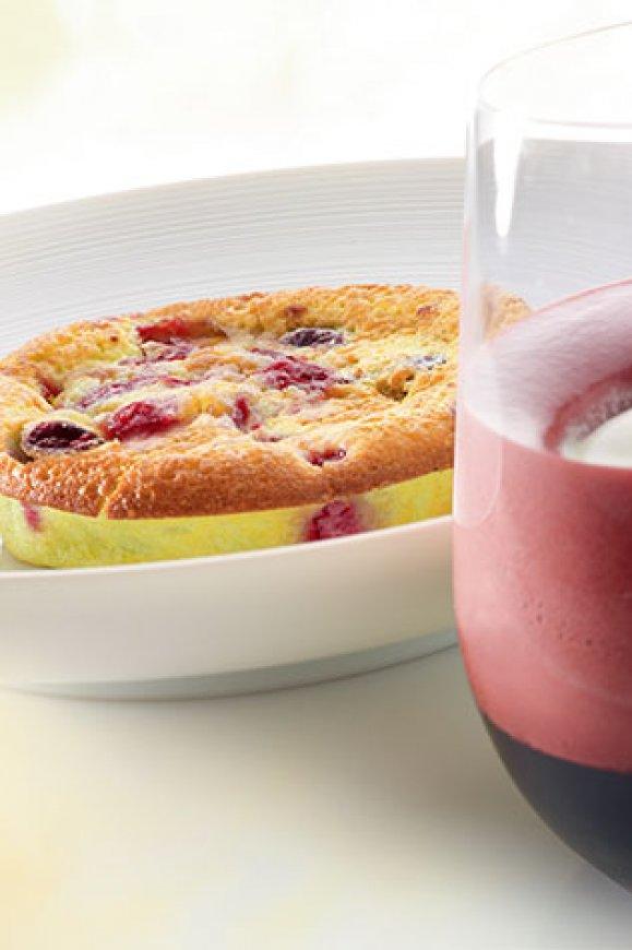 Clafoutis met krieken en een espuma van kriekenbier