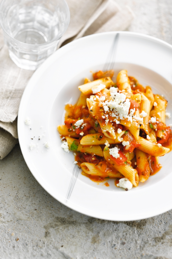 Penne arrabiata met feta