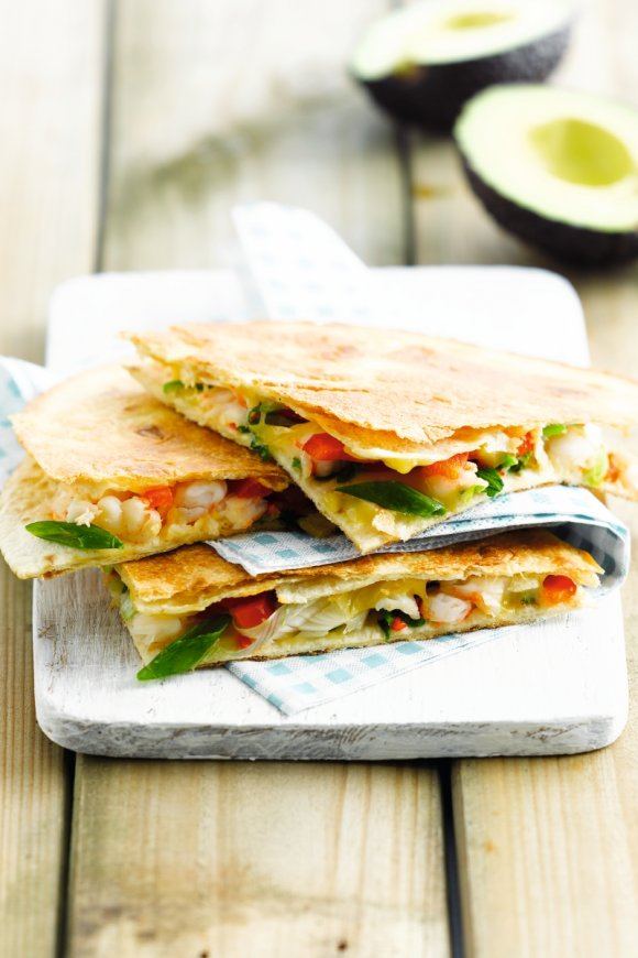 Hot tortillaflapjes met scampi