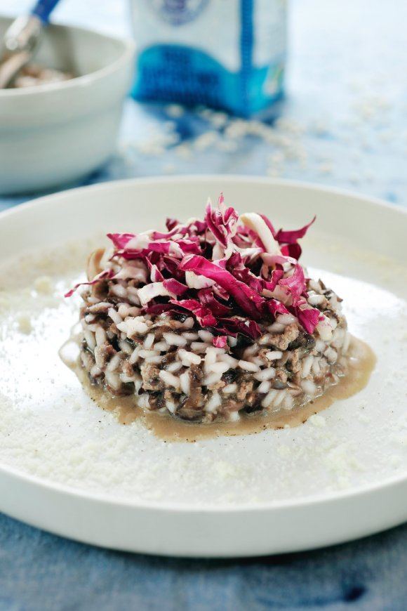 Risotto met radicchio en Italiaanse venkelworst