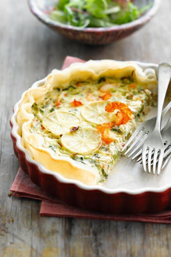 Oosterse quiche met scampi