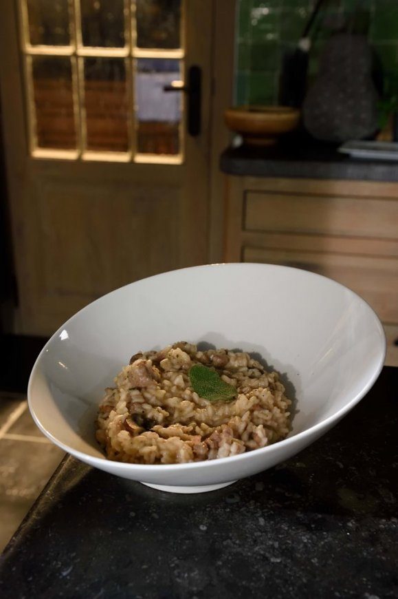 Risotto met champignons en salsiccia