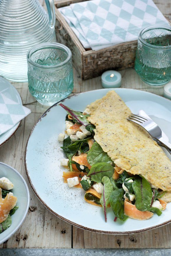 Luxe omelet met zoete aardappel en spinazie