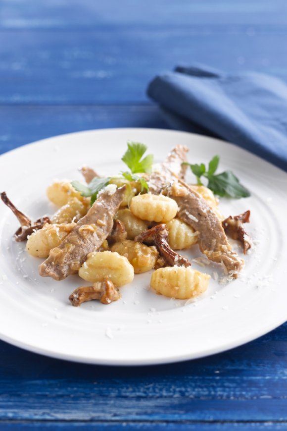 Gnocchi met boschampignons en kalfsvlees