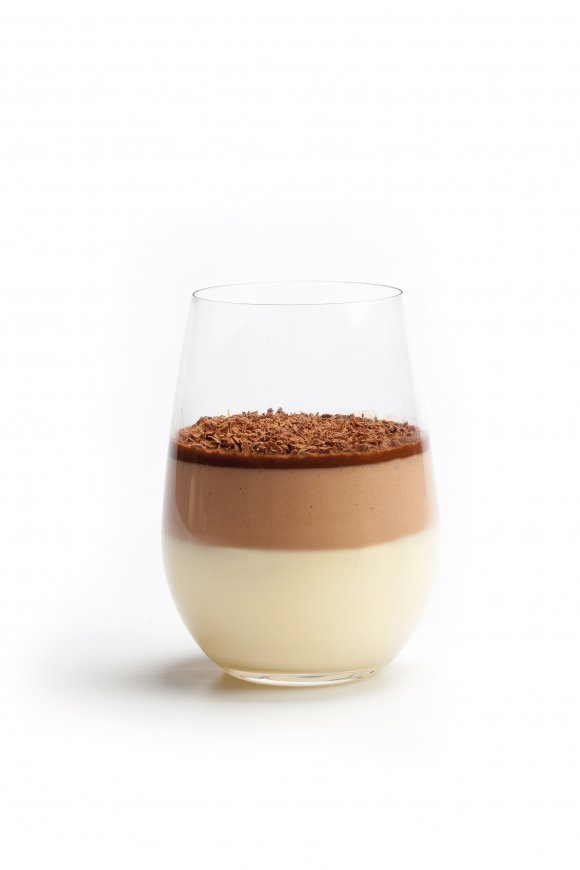 Chocolademousse met bavarois van witte chocolade