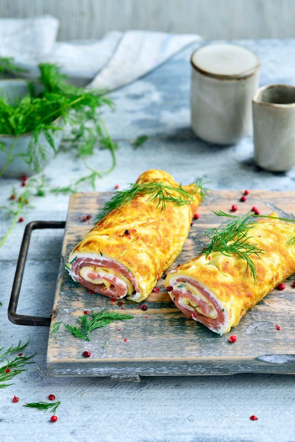 Omeletwrap met gerookte zalm