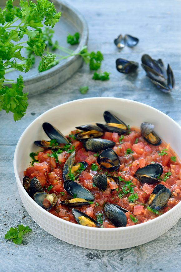 Mosselen in een tomatensausje