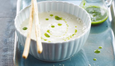 Artisjoksoep met waterkersolie